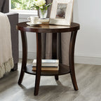 Perth Contemporary Round Shelf End Table, Espresso - Grand Goldman Shop