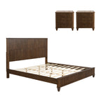 3-Piece Bedroom Set with King Bed and 2 Nightstands, Walnut Brown - Grand Goldman Shop