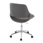 Contemporary Office Chair in Chrome Metal and Grey Faux Leather - Grand Goldman