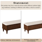 Walnut Multi-Functional Storage Ottoman Bench with Linen Seat, Solid Rubberwood Bed End Bench for Bedroom, Entryway, Living Room, Closet - Grand Goldman Shop