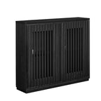 Mid Century Modern Fluted Hollowed Out Sideboard Cabinet with 2 Outlet Holes, Buffet Cabinet with Storage, Black Storage Cabinet for Living Room, Entryway, Hallway, Dining Room, Kitchen - Grand Goldman Shop