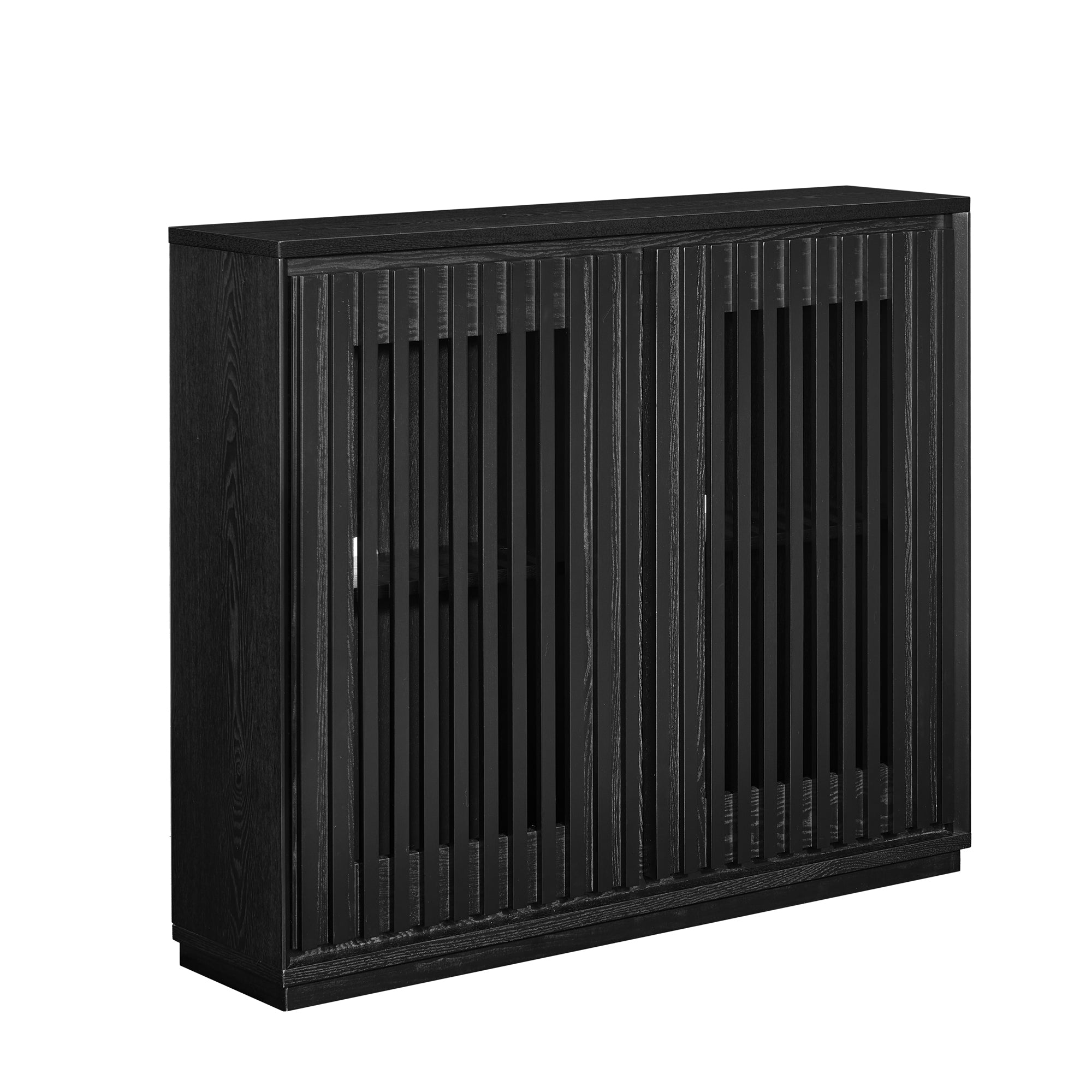 Mid Century Modern Fluted Hollowed Out Sideboard Cabinet with 2 Outlet Holes, Buffet Cabinet with Storage, Black Storage Cabinet for Living Room, Entryway, Hallway, Dining Room, Kitchen - Grand Goldman Shop