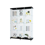 Glass Display Cabinet with 4 Shelves Extra Large, Curio Cabinets for Living Room, Bedroom, Office, Black Floor Standing Glass