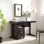 Home office desk with modesty panel and detached file cabinet on locking wheels with two drawers file drawer cubby shelf meta