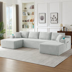 Compressible U-Shaped Sectional Sofa Set,Minimalist Style Modular Sectional Sofa, Corduroy Fabric Cloud Couch for Living Room - Grand Goldman Shop