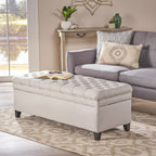Juliana Light Gray Storage Ottoman Fabric 50 x 20.5 x 18.3 Inches - Grand Goldman Shop
