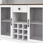 70.9' Kitchen Pantry Storage Cabinet Rustic Buffet Cabinet, Kitchen Hutch Cabinet with LED Outlets Food Pantry Cabinet with Doors and Shelves Wine Rack for Dining Room, White - Grand Goldman Shop