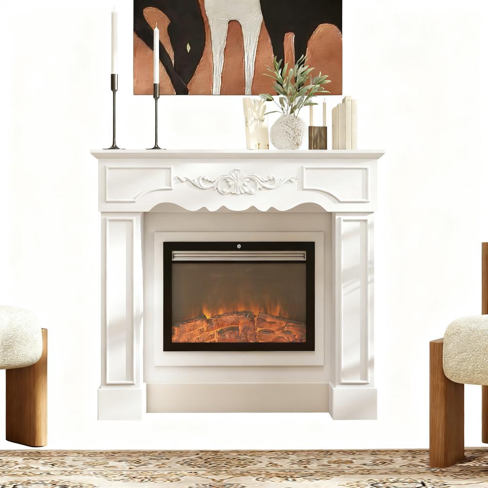 Fireplace Mantel, Freestanding Fireplace Surround with Leg for Electric Fireplaces - Grand Goldman Shop