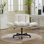 Modern Chenille Swivel Office Chair, Height Adjustable Task Chair with Convertible Multi-Position Armrests,Comfy Double Cushi