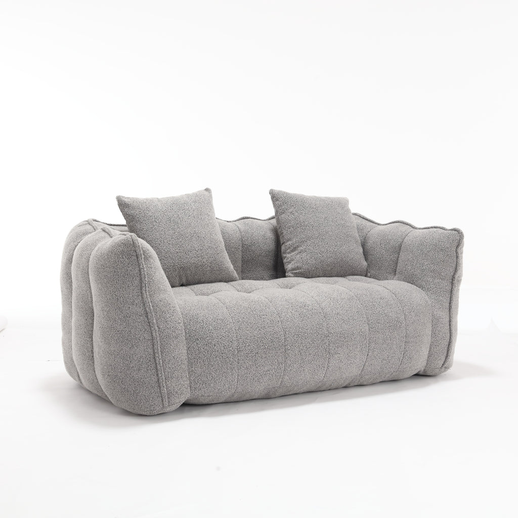 Cozy Beanbag Chair with High Resilience Foam Core for Two - Grey Chenille, 66x35x25 inches - Grand Goldman Shop