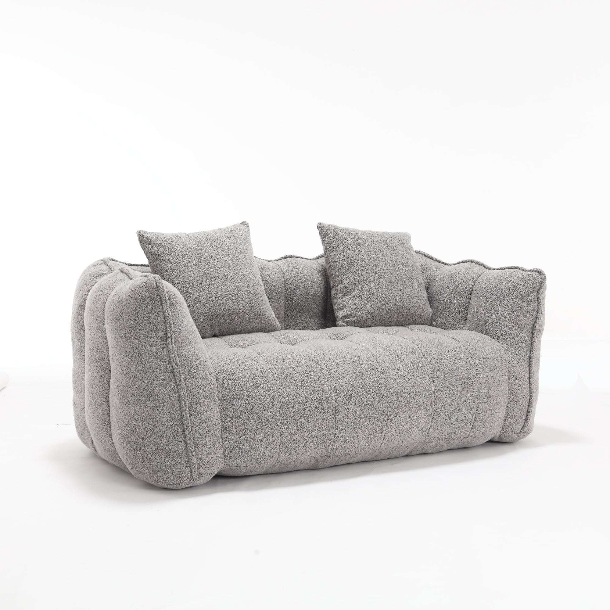 Cozy Beanbag Chair with High Resilience Foam Core for Two - Grey Chenille, 66x35x25 inches - Grand Goldman Shop