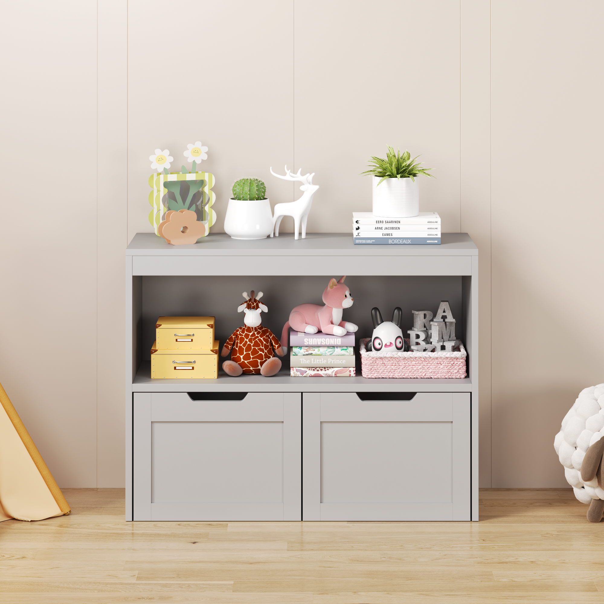 Book Organizer, toy Storage Cabinet Organizer, Gray - Grand Goldman