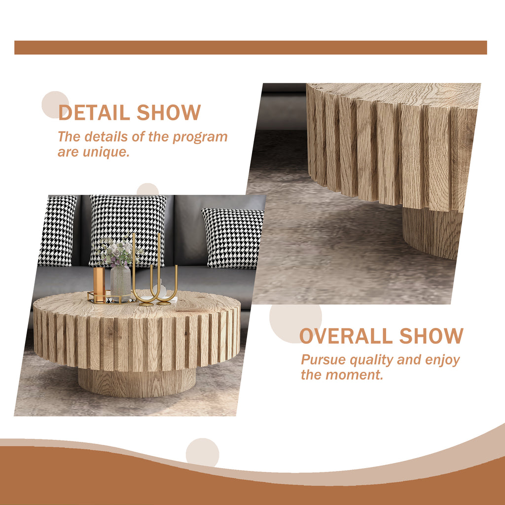 Modern minimalist circular coffee table 31.4'' with natural wood texture, stable and durable, enhancing spatial aesthetics suitable for living rooms, study rooms and offices. - Grand Goldman Shop