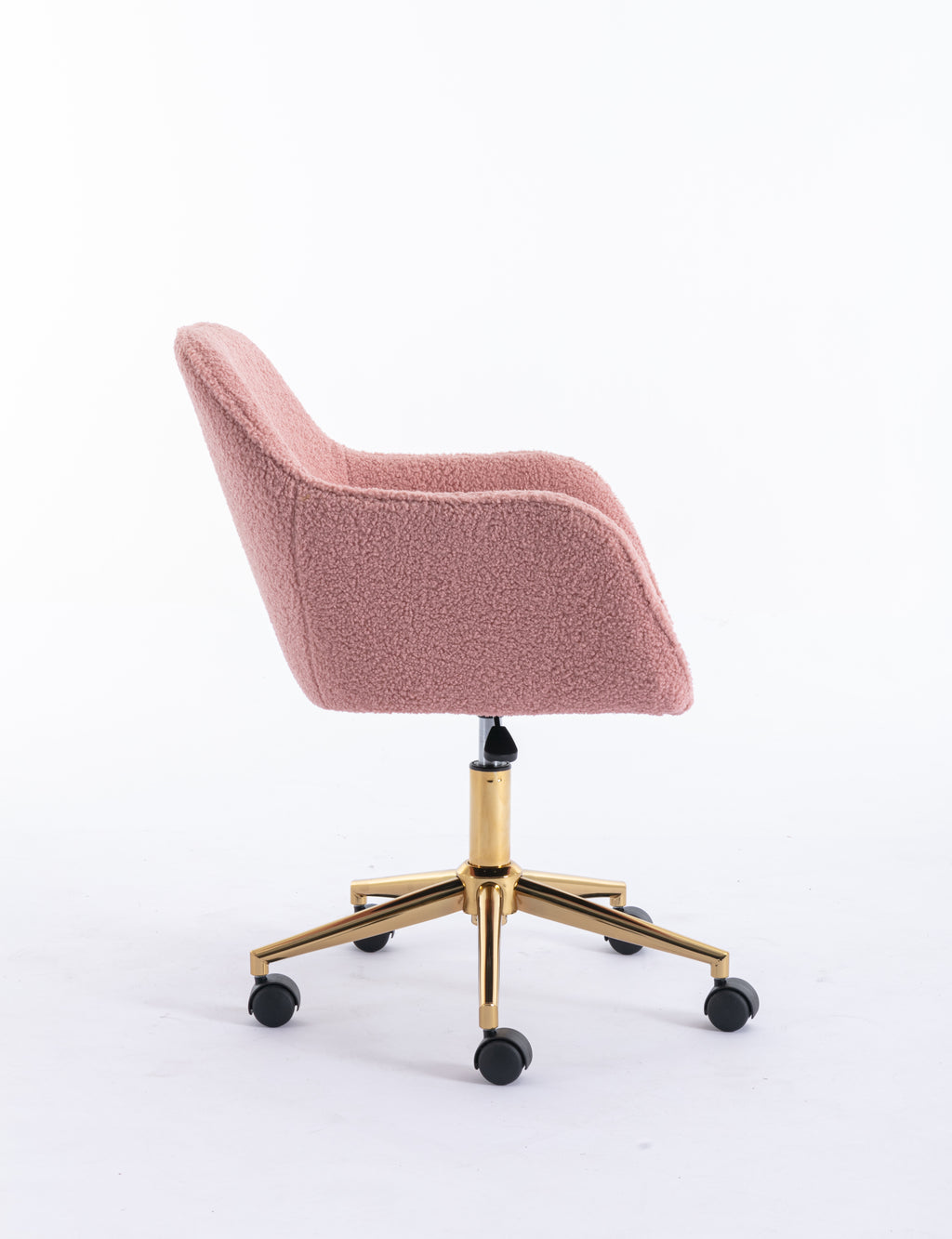 Modern Teddy Fabric Material Adjustable Height 360 Revolving Home Office Chair With Gold Metal Legs And Universal Wheel For I