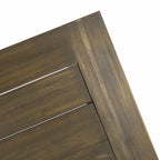 Acacia Wood Dining Table with Slat Design, Grey Finish / Rustic Metal - Grand Goldman Shop