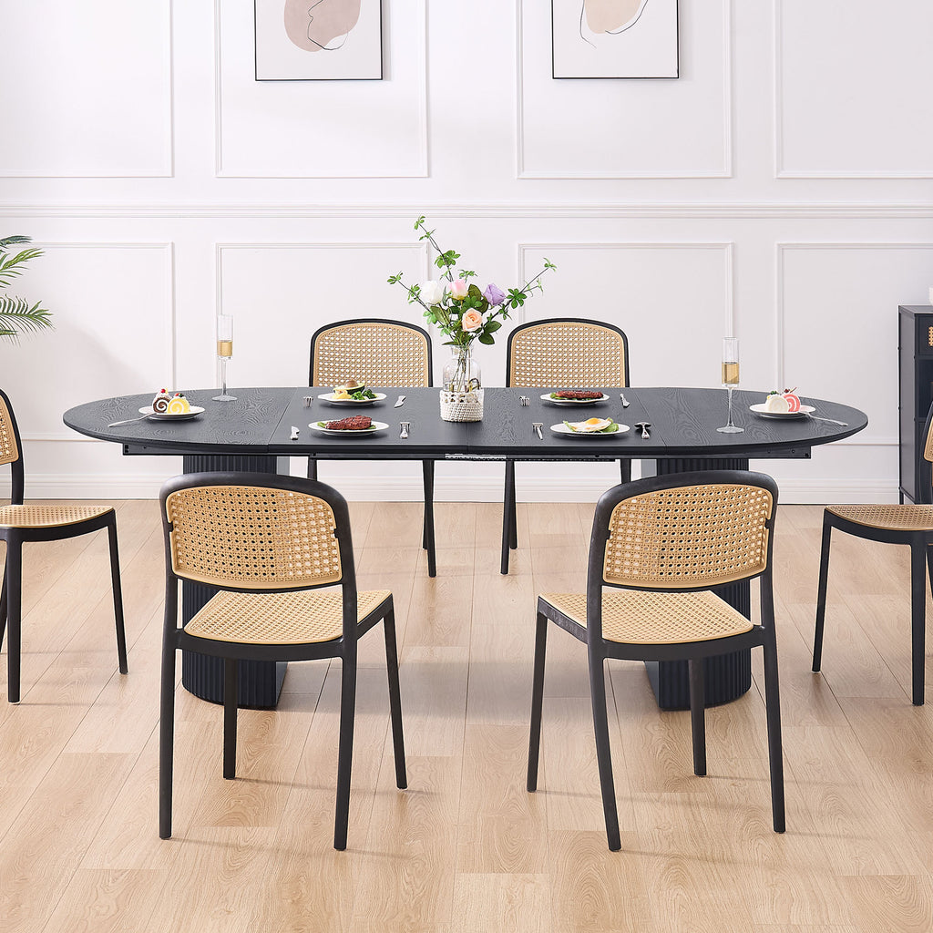 Expandable Dining Table,Solid Top Extending Table Modern Kitchen Table, Leisure Desk for Kitchen Dining Living Room Apartment.BLACK - Grand Goldman Shop