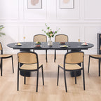 Expandable Dining Table,Solid Top Extending Table Modern Kitchen Table, Leisure Desk for Kitchen Dining Living Room Apartment.BLACK - Grand Goldman Shop