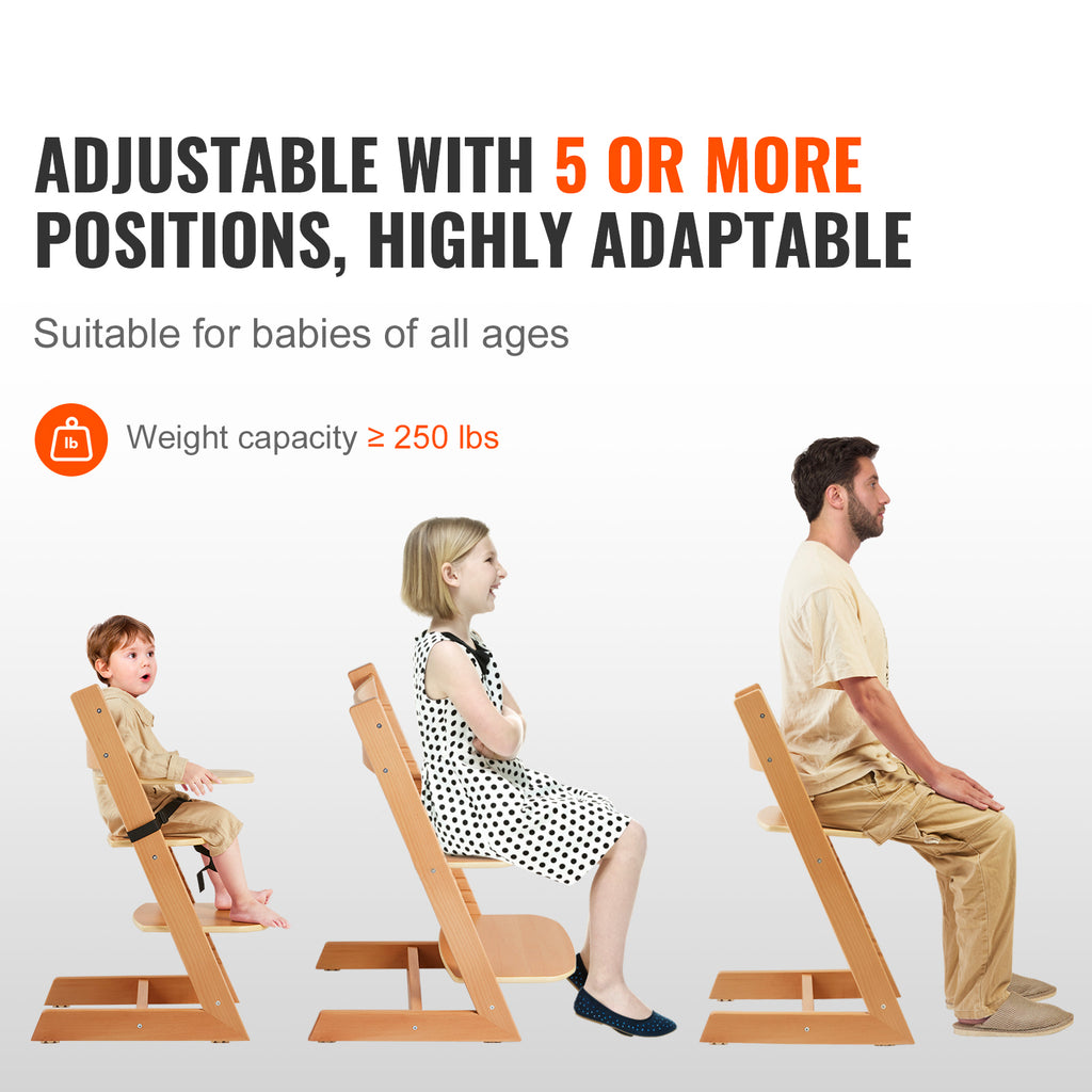 Wooden High Chair for Babies & Toddlers, Convertible Adjustable Feeding Chair, Eat & Grow High Chair with Tray, Grow with Kid