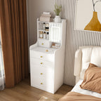 3-in-1 Dressing Table with LED Mirror & Storage Stool, Compact Makeup Vanity, White MDF, 50.39x19.69x15.75 inches - Grand Goldman Shop