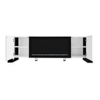 ON-TREND Modern TV Stand with 34.2' Non-heating Electric Fireplace, High Gloss Entertainment Center with 2 Cabinets, Media Console for TVs up to 78', White - Grand Goldman Shop