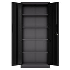 72'H Metal Garage Storage Cabinet, Black Tool Steel Locking Cabinet with Doors and 4 Shelves, Tall Cabinets for Garage Storag