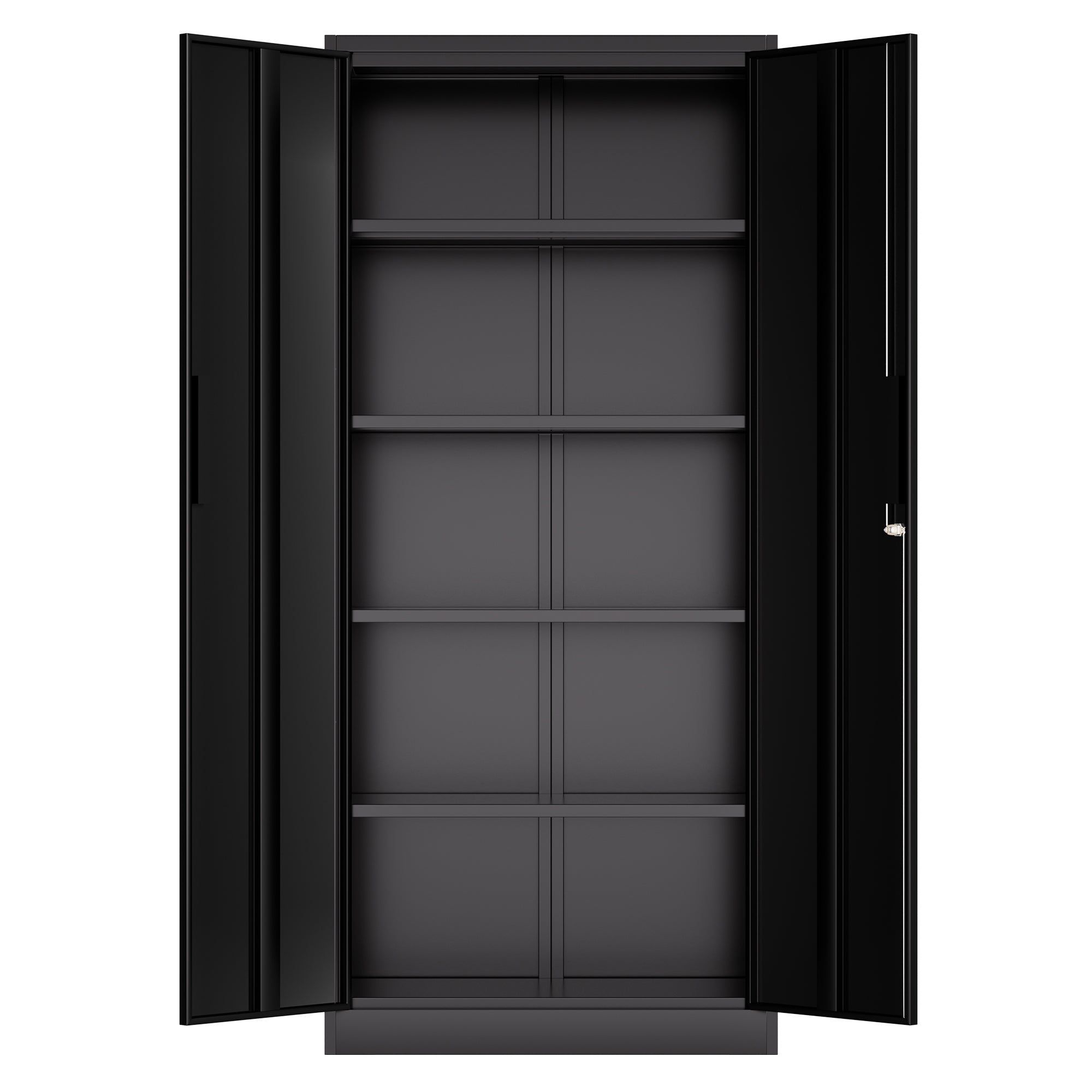 72'H Metal Garage Storage Cabinet, Black Tool Steel Locking Cabinet with Doors and 4 Shelves, Tall Cabinets for Garage Storag