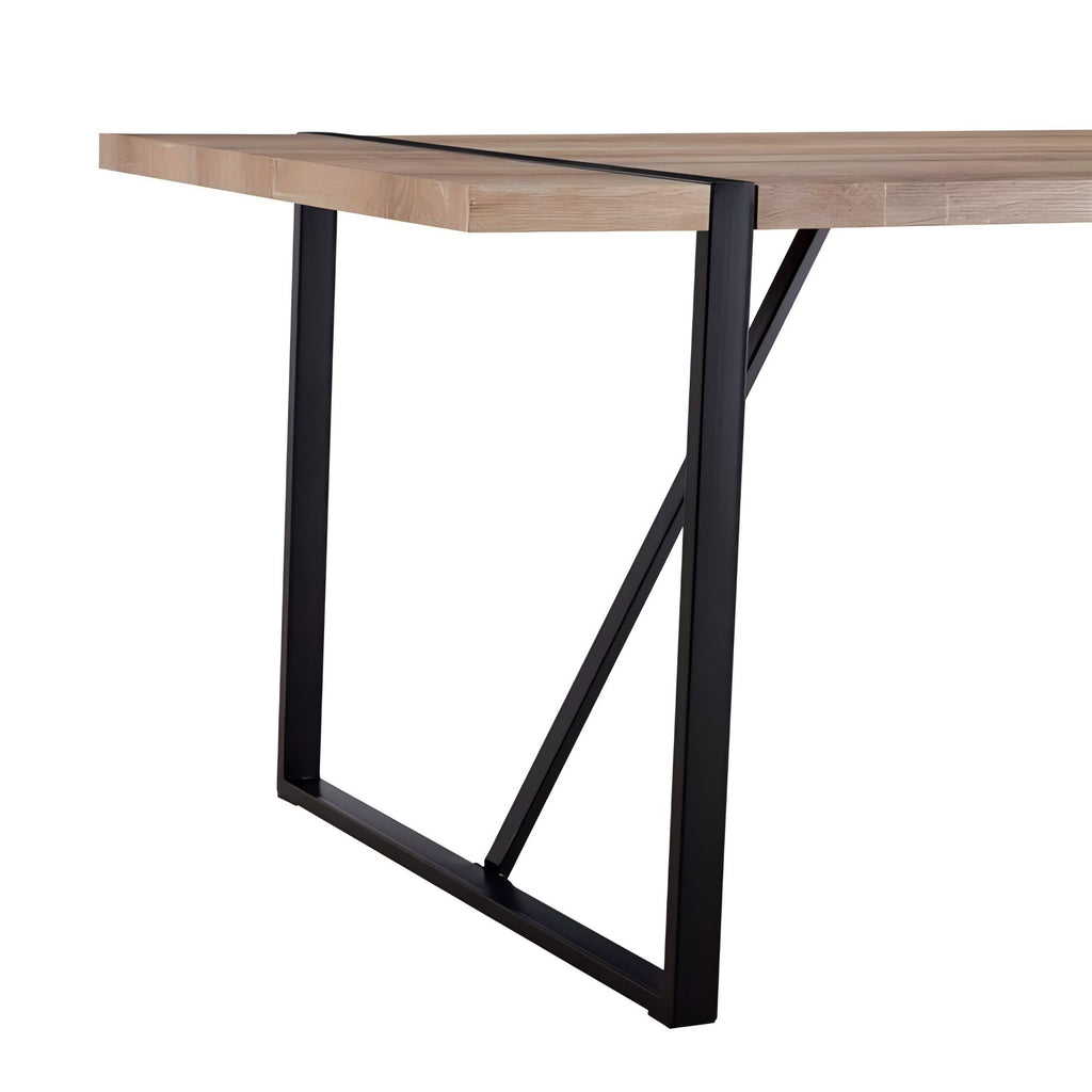 Modern Rustic Industrial 55' Dining Table with MDF Tabletop and Black Metal Legs for 4-6 Person - Grand Goldman Shop