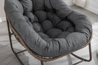 Outdoor Rattan Rocking Chair,Padded Cushion Rocker Recliner Chair Outdoor for Front Porch, Living Room, Patio, Garden, Grey - Grand Goldman Shop