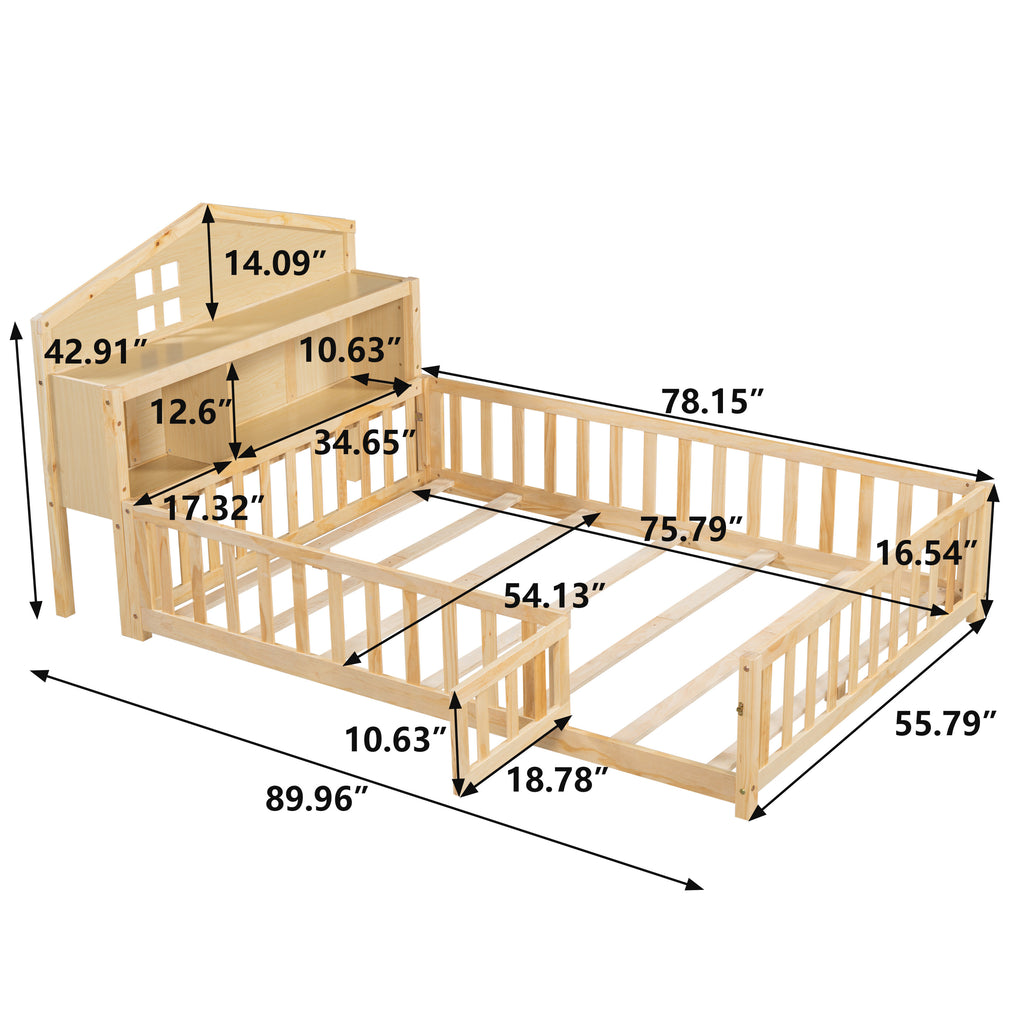 Headboard Storage Cabinet for Full-size Montessori Floor Bed Natural,Freely collocation - Grand Goldman Shop