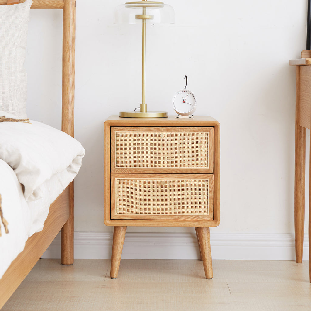 Pure Solid Wood Bedside Cabinet Modern Simple Nightstands North America Oak Bedside Cabinet Nordic Bedroom Solid Oak Storage Cabinet 0.4m - Grand Goldman Shop