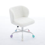 A&A Furniture Office Chair,Artificial rabbit hair Home Office Chair with Metal Base,Adjustable Desk Chair Swivel Office Chair