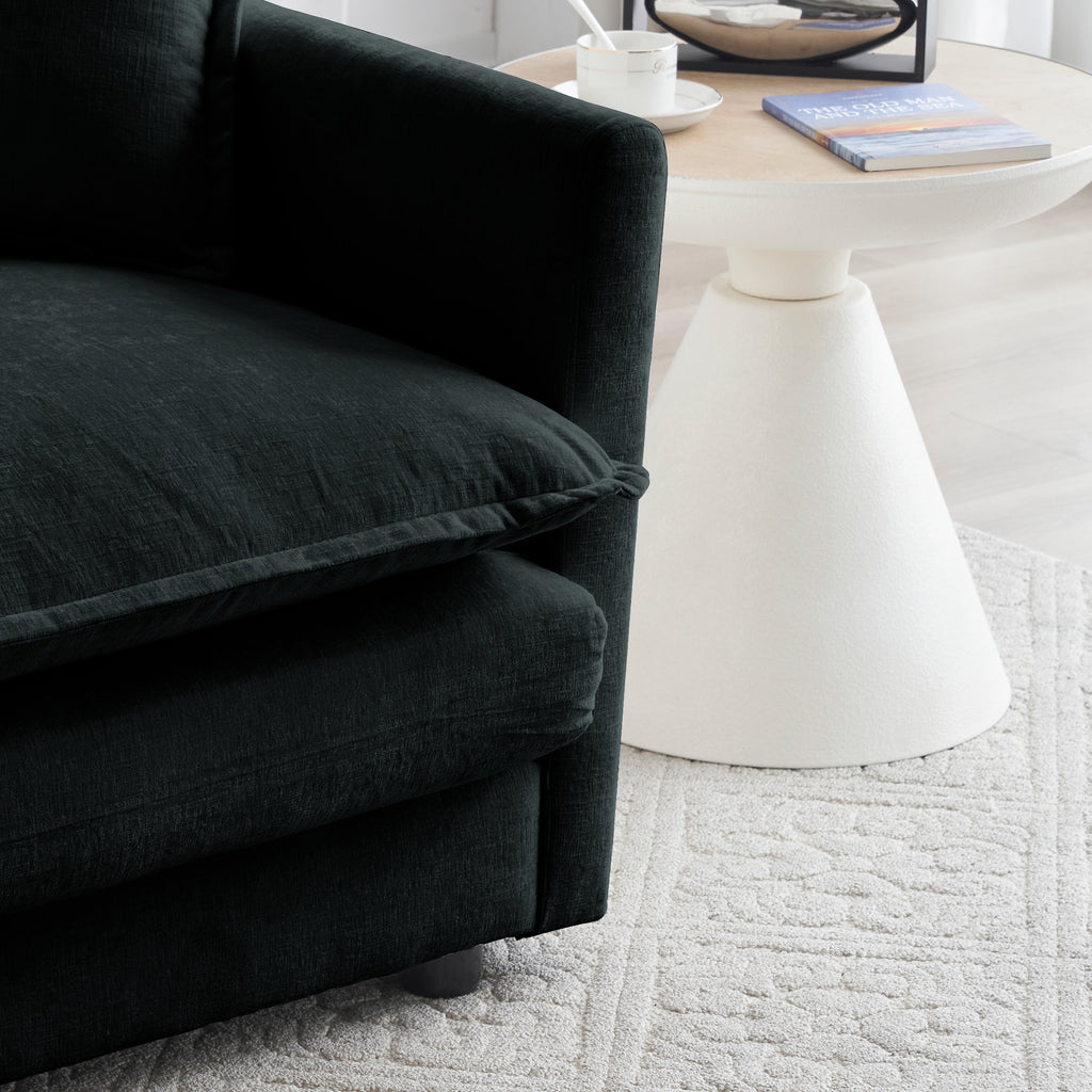 Chenille Fabric Ottomans Footrest to Combine with 2 Seater Sofa, 3 Seater Sofa and 4 Seater Sofa, Black Chenille - Grand Goldman Shop