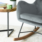 Chelsea Grey Velvet Rocking Chair, Comfort and Style for Home, Light Gray, Velvet, 38.5'H x 27.5'W x 36'D for Living Room Bedroom Waiting Room - Grand Goldman Shop