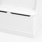 Entryway Bench with Standing Coat Rack, Hall Tree with Shoe Storage Bench, Entryway Organizer with 5 Hooks, White - Grand Goldman Shop