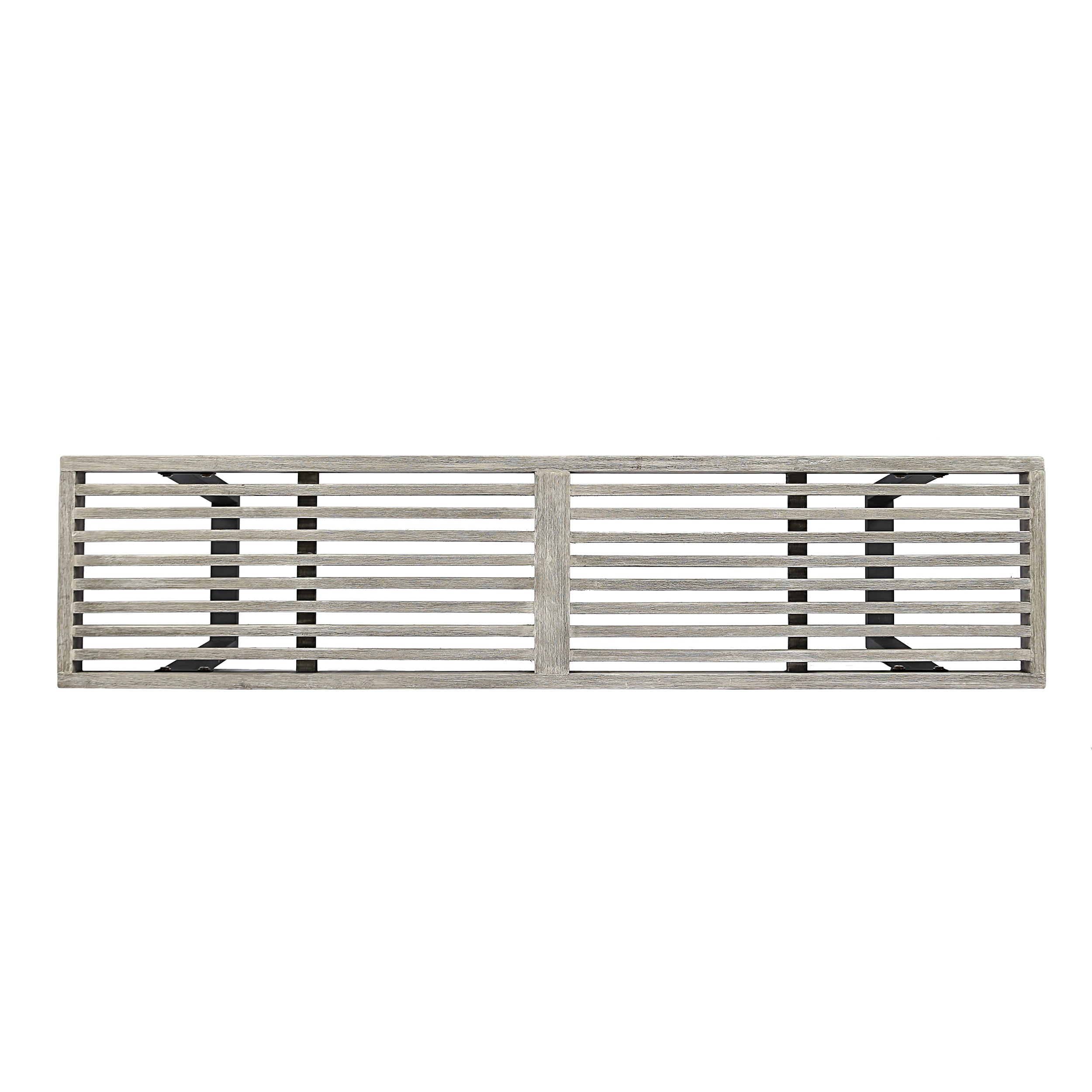 Intrinsic Outdoor Dining Bench with Iron Legs and Slat Top, Black+ Gray - Grand Goldman Shop