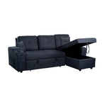 Right-facing sectional sofa with footrest, convertible corner sofa with armrest storage, living room and apartment sectional sofa, right chaise longue and  dark  grey - Grand Goldman Shop