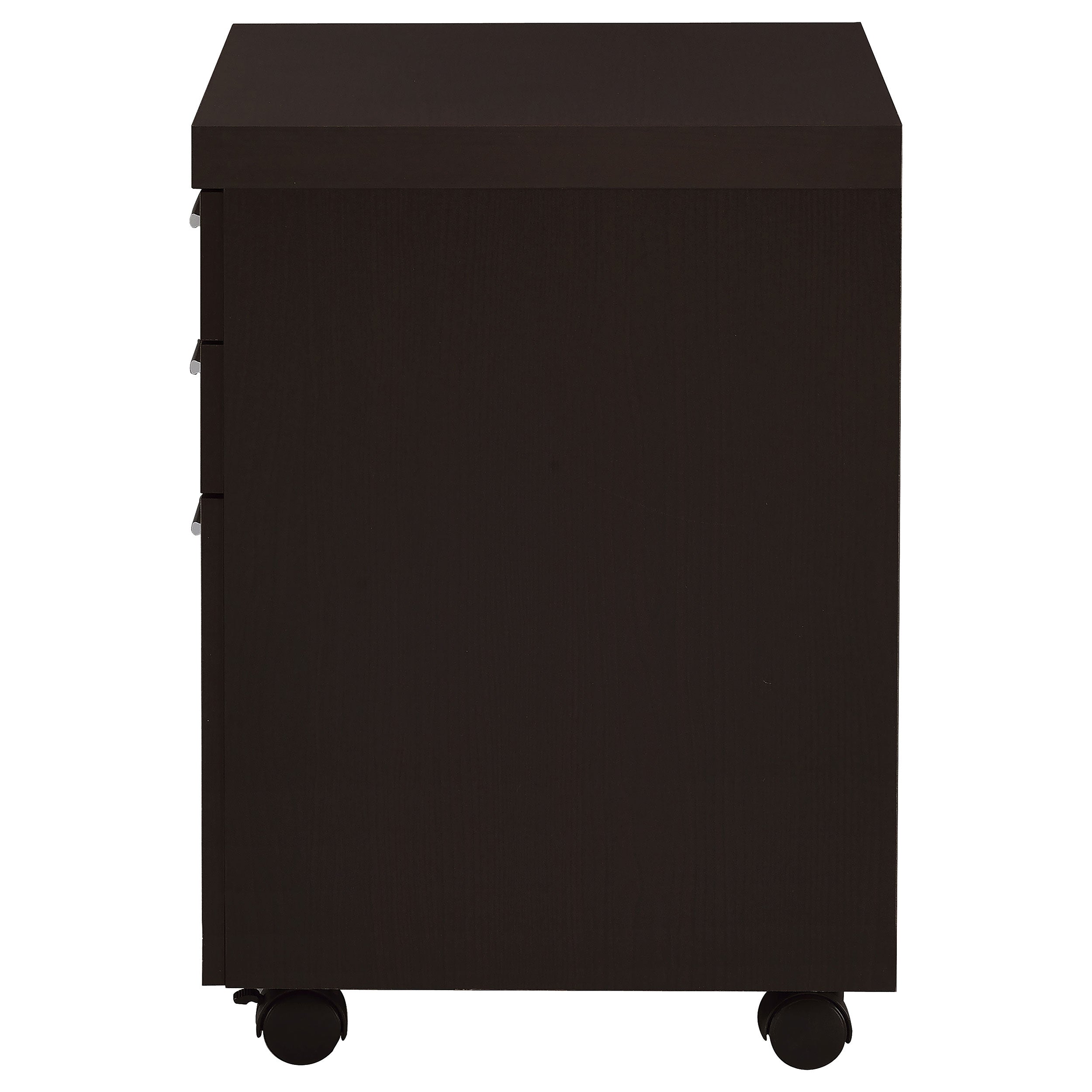 Cappuccino 3-Drawer File Cabinet with Modern Silver Hardware, Brown Wood Finish, Compact Office Storage for Home and Studio |