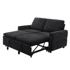 Black Convertible Sofa Bed Loveseat with Adjustable Backrest and USB Ports, 62.75' Chenille Upholstered Couch for Living Room or Small Space - Grand Goldman Shop