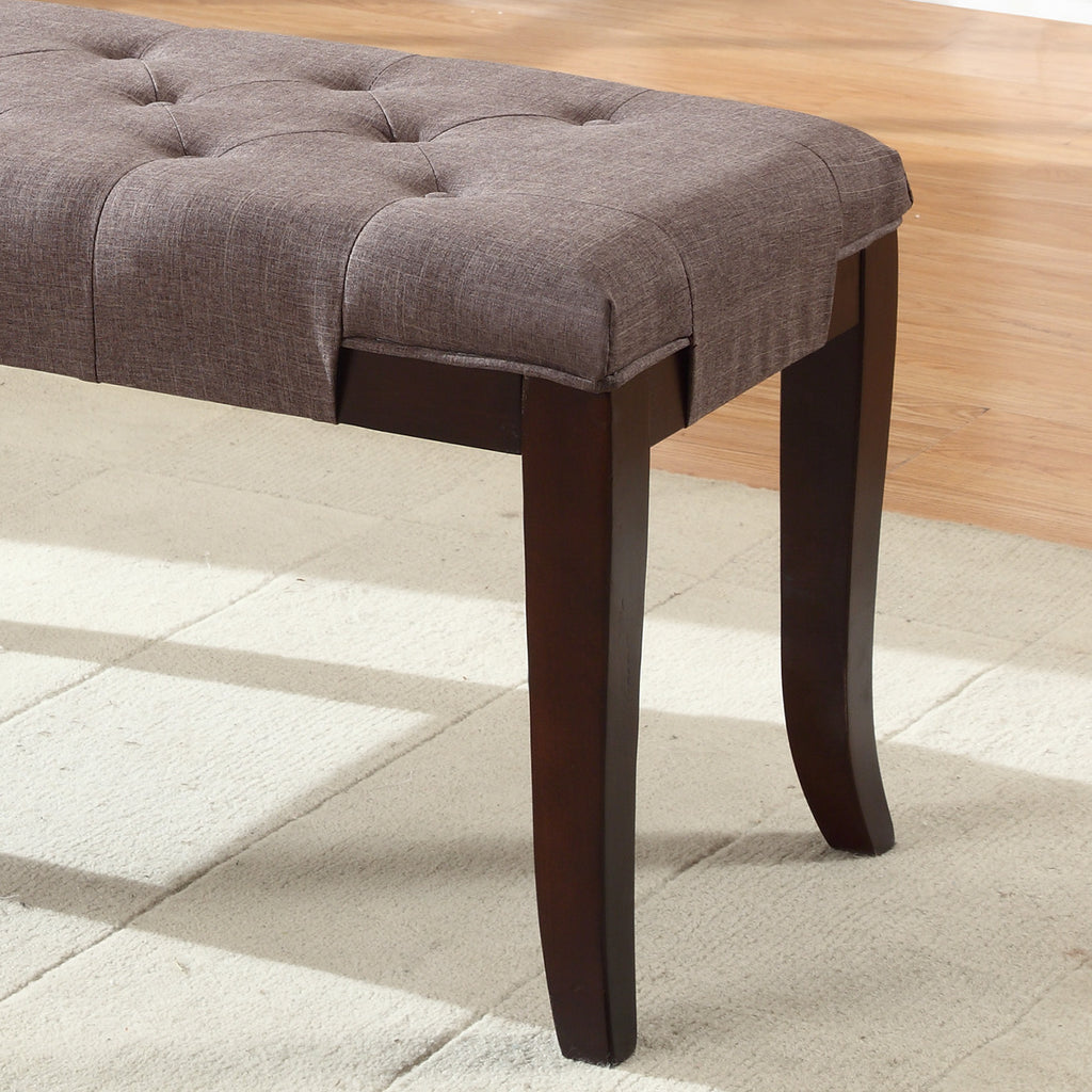 Linon Tufted Bench, Fabric, Brown - Grand Goldman Shop