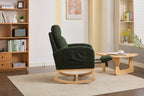 Modern Accent Rocking Chair Rocking Chair with Solid Wood Legs, Upholstered Nursery Glider Rocker, Comfy Armchair with Side Pocket, Living Room Lounge Arm Chair with High Backrest fabric - Grand Goldman Shop