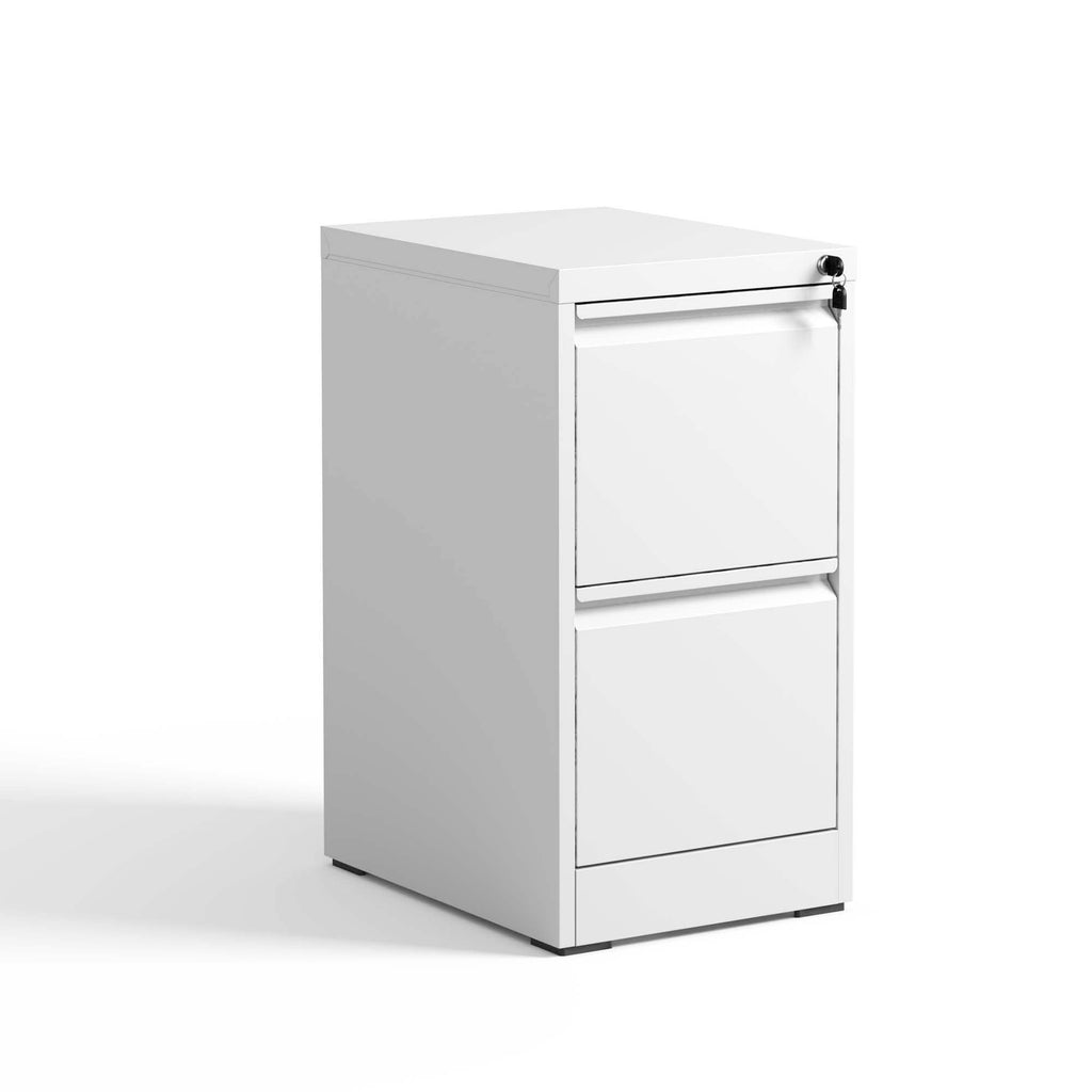 Steel 2 Drawer Vertical File Cabinet with Lock for A4 Legal/Letter Size in White | Premium Home Decor - Grand Goldman