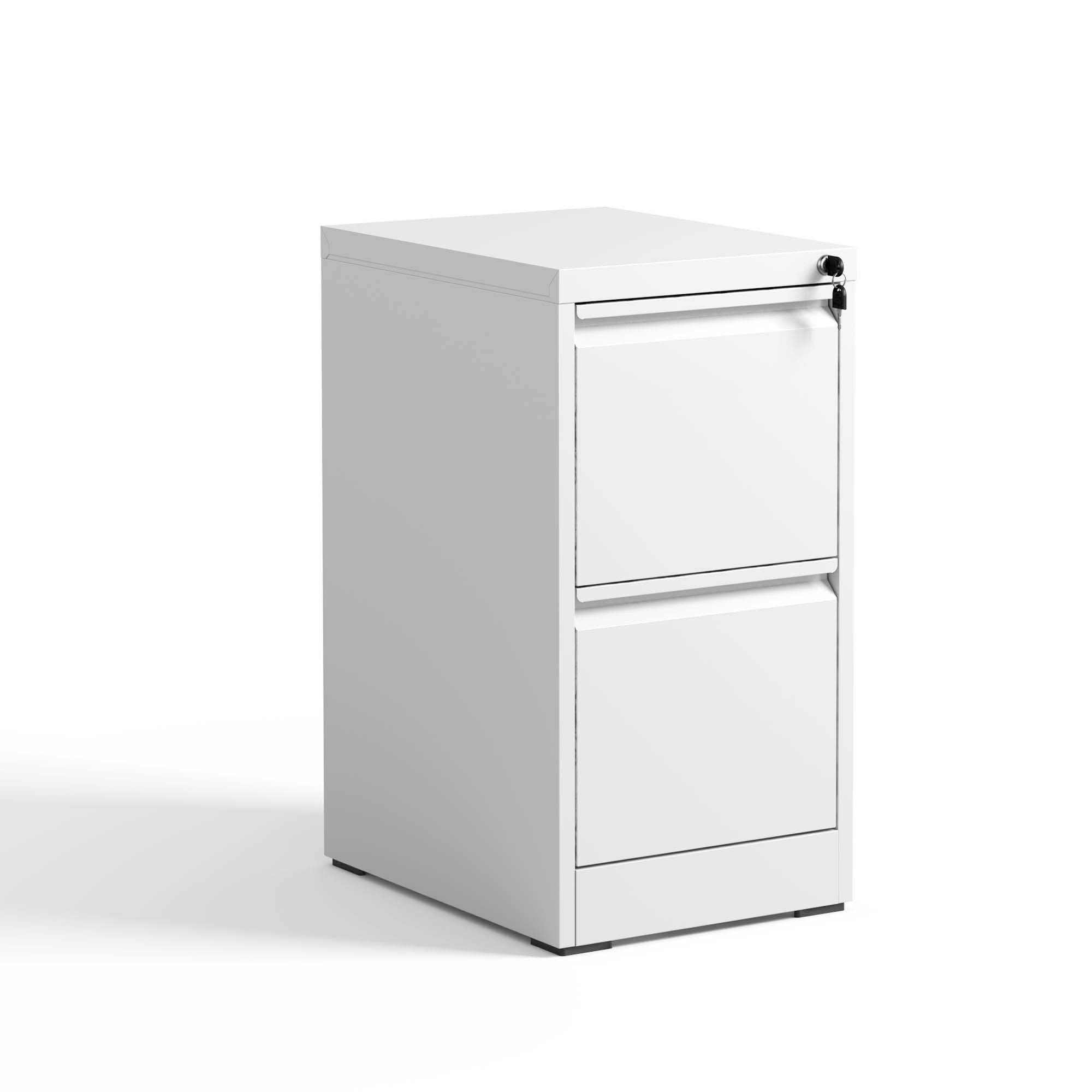 Steel 2 Drawer Vertical File Cabinet with Lock for A4 Legal/Letter Size in White | Premium Home Decor - Grand Goldman