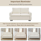 Convertible Sofa Bed 62.75' Loveseat with Adjustable Backrest and USB Ports in Beige Chenille Fabric - Grand Goldman Shop