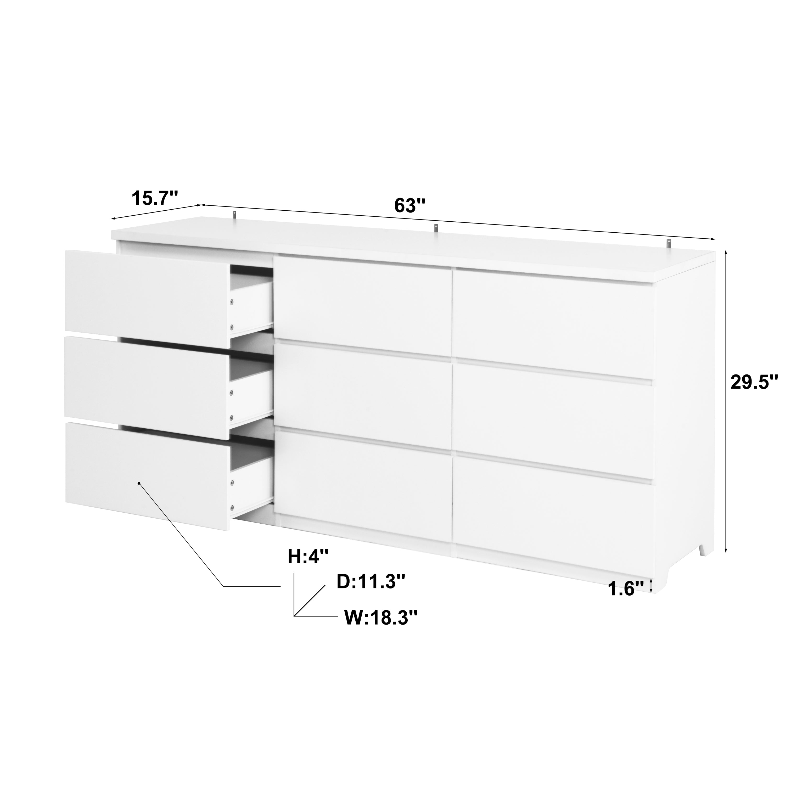 9 Drawer Dresser with No Handle Design, Modern White Matte Wood Dresser for Bedroom, Storage Chest of Drawers for Living Room, Hallway, Entryway - Grand Goldman Shop