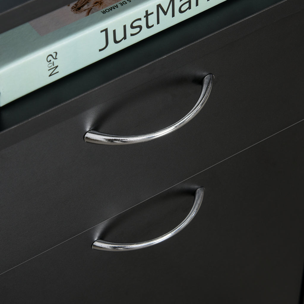 Mobile Storage Cabinet Organizer with Drawer and Cabinet, Printer Stand with Castors, Black - Grand Goldman