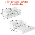 66' Queen Pull Out Sofa Bed, 3-in-1 Convertible Sleeper Sofa with Side Storage,Multi-Functional Velvet Loveseat Bed for Living Room - Grand Goldman Shop