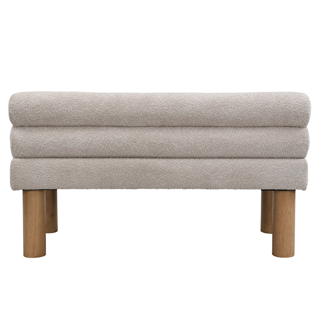 Upholstered Dining Bench, End of Bed, Entryway Bench, Ottoman for Dining Room, Bedroom, Living Room, Rubber Wood Leg 300 LBS Support, Light Grey - Grand Goldman Shop