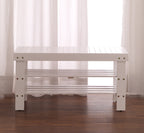 Pina Quality Solid Wood Shoe Bench, White Finish - Grand Goldman Shop