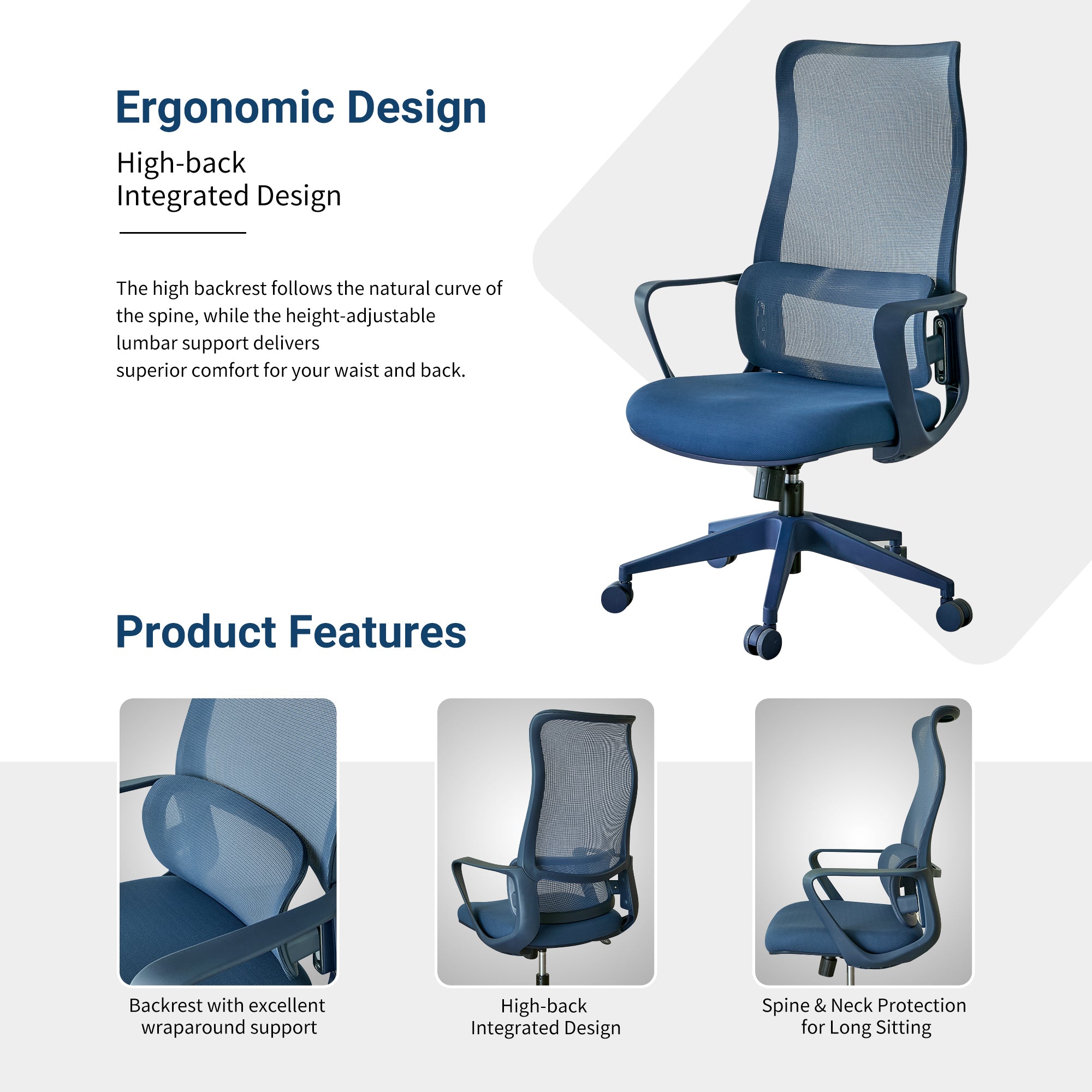 Ergonomic Colorful Office Chair 350LBS Home Office Mesh Breathable High Back, With Adjustable Lumbar Support Computer Chair, 