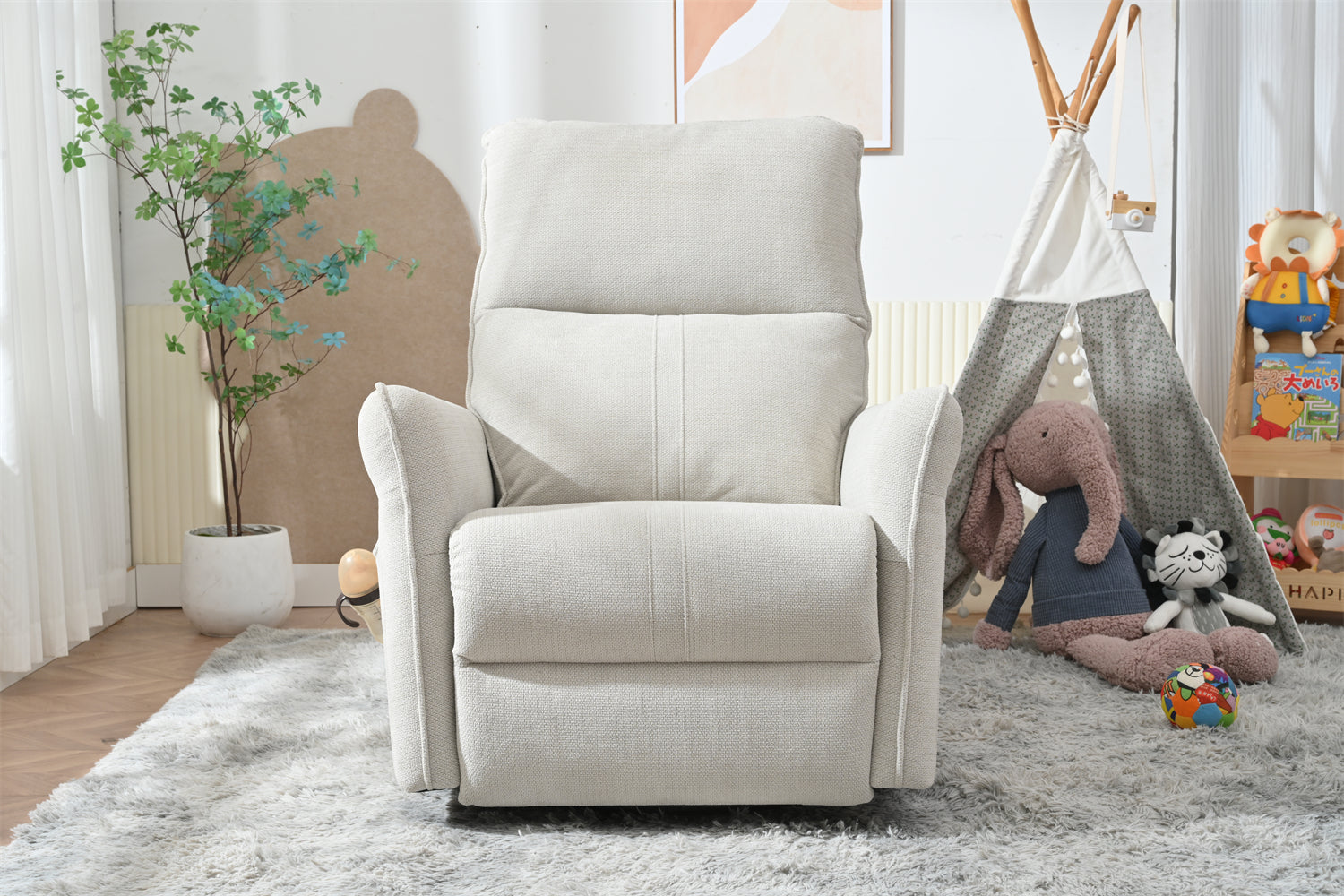 270° Power Swivel Rocker Recliner Chair for Adults, Swivel Rocking Recliner Chair,Electric Small Recliners for Small Spaces, Single Sofa Recliner for Living Room, Bedroom,RV (Fabric Gray+270°Swivel) - Grand Goldman Shop